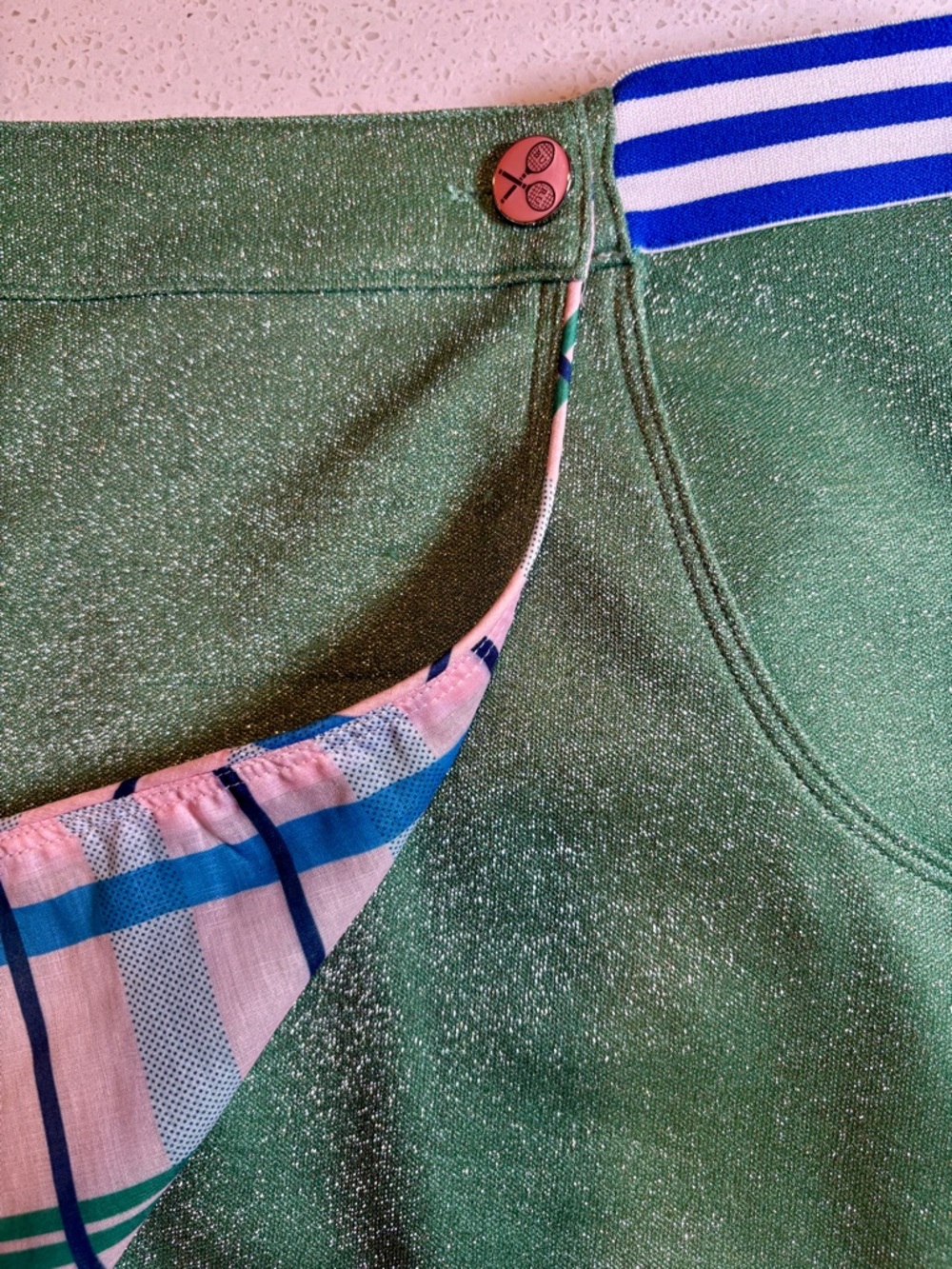 Buru Pink and Green Metallic Reversible Tennis Skirt Size Large - Picture 5 of 7